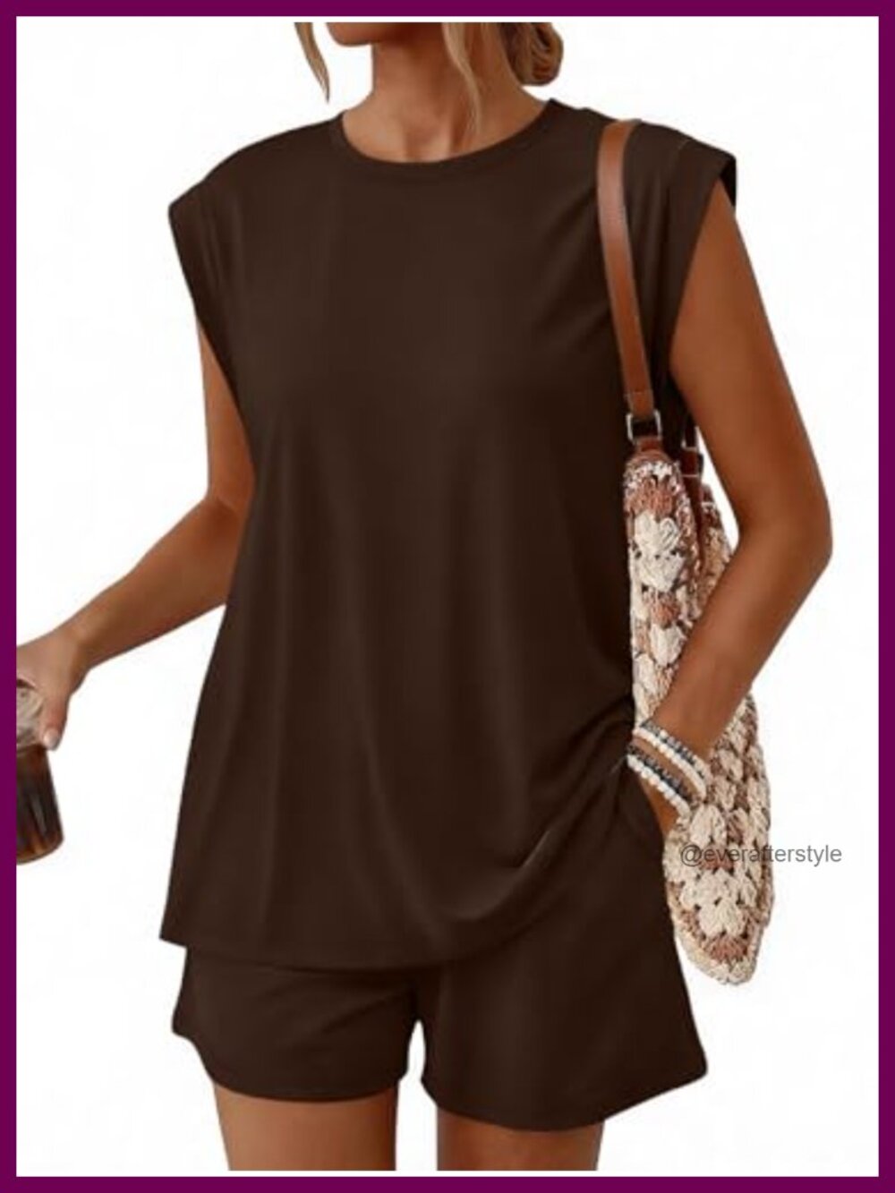 2 Piece Short Set Women Oversized Cap Sleeve Top Drawstring Shorts Lounge